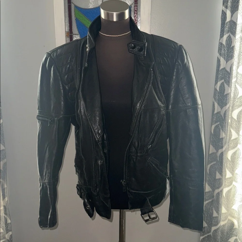 Vintage Hein Gericke for Harley Davidson black leather motorcycle jacket SZ 40R - Picture 8 of 10